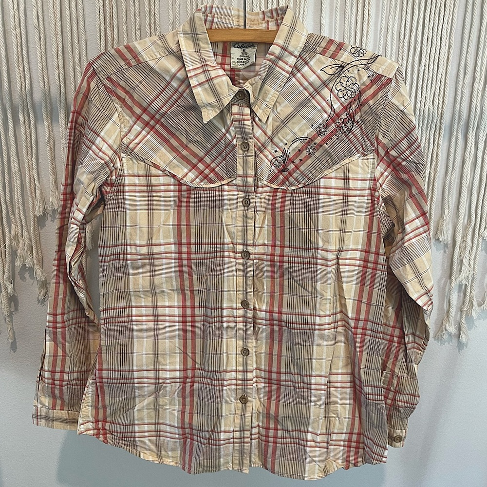 Cabela’s Western Pinstripe Long Sleeve Button-Down Size M